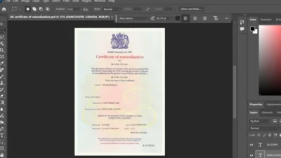 british citizenship certificate PSD Template