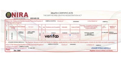 Uganda Death Certificate in Word And PDF format