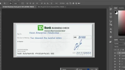 TD Bank Business Check PSD Template