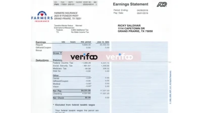 Farmers insurance Earning Statement