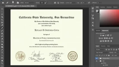 California State University San Bernardino Certificate PSD Template