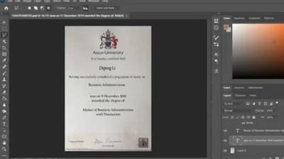 Aston University Certificate PSD Template