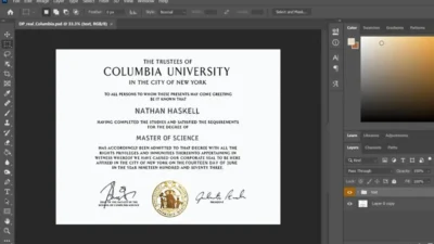 Authentic-Looking Fake Certificate From Columbia University PSD Template