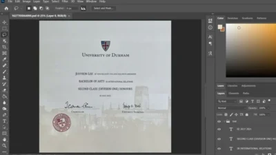 Fake Certificate From Durham University PSD Template