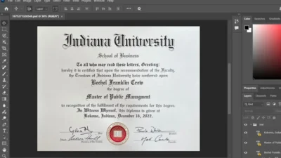 Fake Certificate from Indiana University Template
