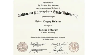 Authentic-Looking Fake Bachelor of Science from California State University