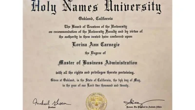 Holy Names University Fake Certificate PSD Template