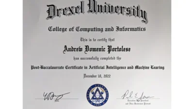 Drexel University Fake Certificate PSD Template