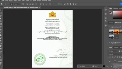 Myanmar business certificates template psd