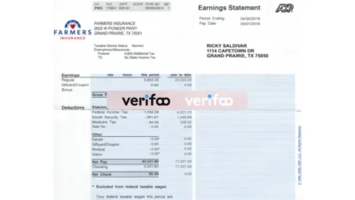 Farmers insurance Earning Statement