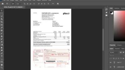 Poland Plus telecommunications company VAT invoice PSD Template