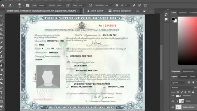 USA Citizenship certificate template in PSD format