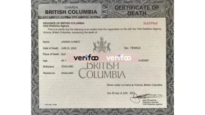 canada British Columbia Death Certificate