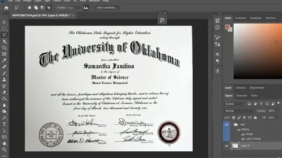University Of Oklahoma Certificate PSD Template