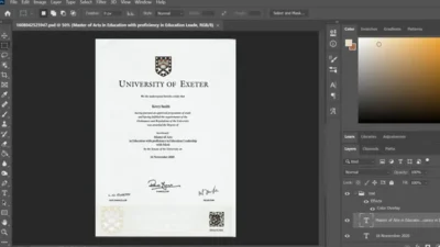 University Of Exeter Certificate PSD Template