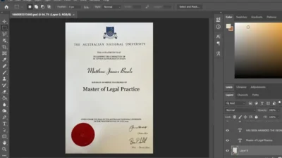 Fake Certificate From Australian National University PSD Template