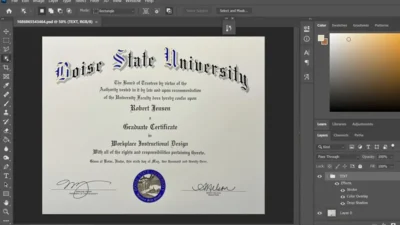 Fake Certificate From Boise State University PSD Template