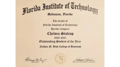Fake Certificate from Florida Institute of Technology Template
