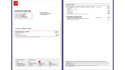 France SFR Fixed Line & Fiber Invoice Template in word and pdf format
