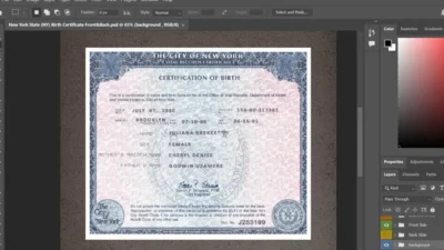 NewYork Birth Certificate Template in PSD Format