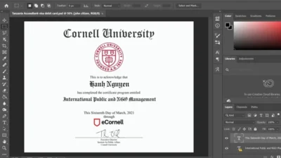 Cornell University Certificate PSD Template