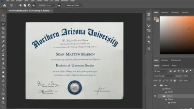 Northern Arizona University Certificate PSD Template