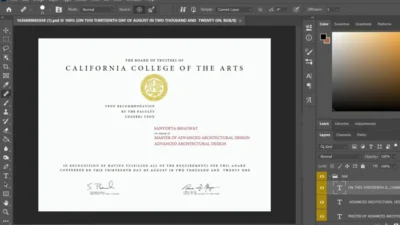California College Of The Arts Certificate PSD Template