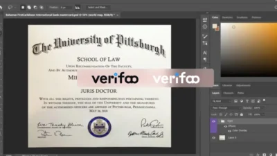 University Of Pittsburgh Certificate PSD Template