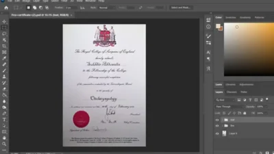 College Of Surgeons Of England Certificate PSD Template