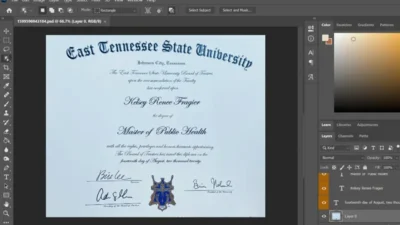Authentic-Looking Fake Certificate From East Tennessee State University PSD Template