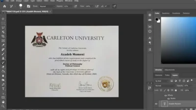 Fake Certificate From Carleton University PSD Template