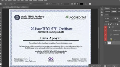 Fake Accreditat TEFL Certificate PSD Template