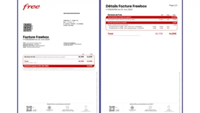 France Freebox Internet & Mobile Invoice Template in word and pdf format