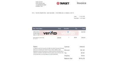 United States Target Invoice Template in Word and PDF Format