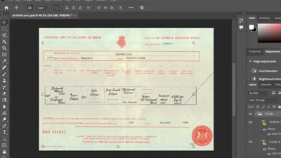 UK Birth Certificate PSD Template Fully editable