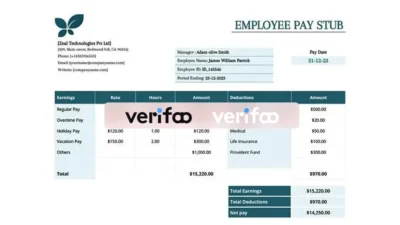 Employee Pay Stub Template in word format
