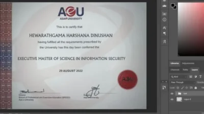 Asia E University Certificate PSD Template