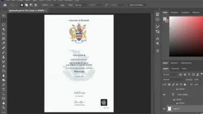 University Of Plymouth Certificate PSD Template