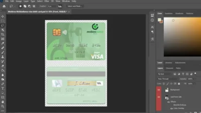 Moldova MobiasBanca Visa Debit Card PSD Template