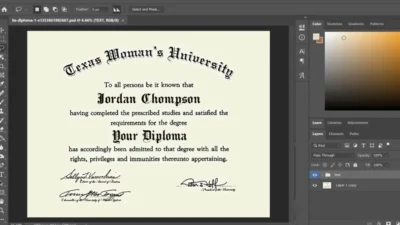 Authentic-Looking Editable Certificate From Texas Woman’s University PSD Template