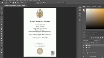 Fake Certificate From Brunel University London PSD Template