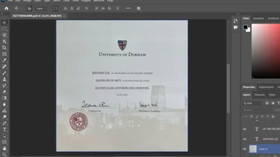 Durham University Fake Certificate PSD Template