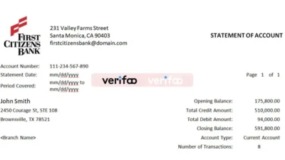 citizens bank Statement word template Free download