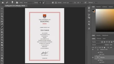 University Of Reading Certificate PSD Template