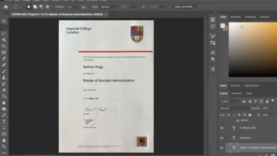 Imperial College London Certificate PSD Template