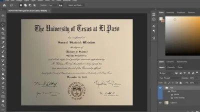 Authentic-Looking Fake Certificate From UT El Paso University PSD Template