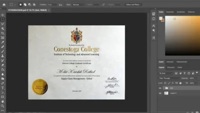 Fake Certificate From Conestoga College BBA PSD Template