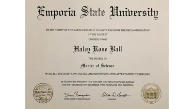 Emporia State University certificate PSD Template