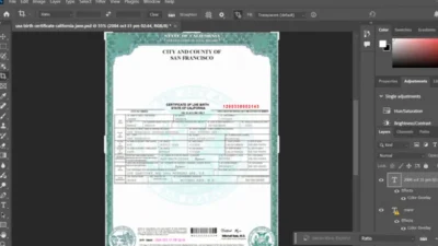 USA San Francisco Birth Certificate Template