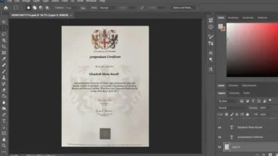 University Of Chester University Certificate PSD Template
